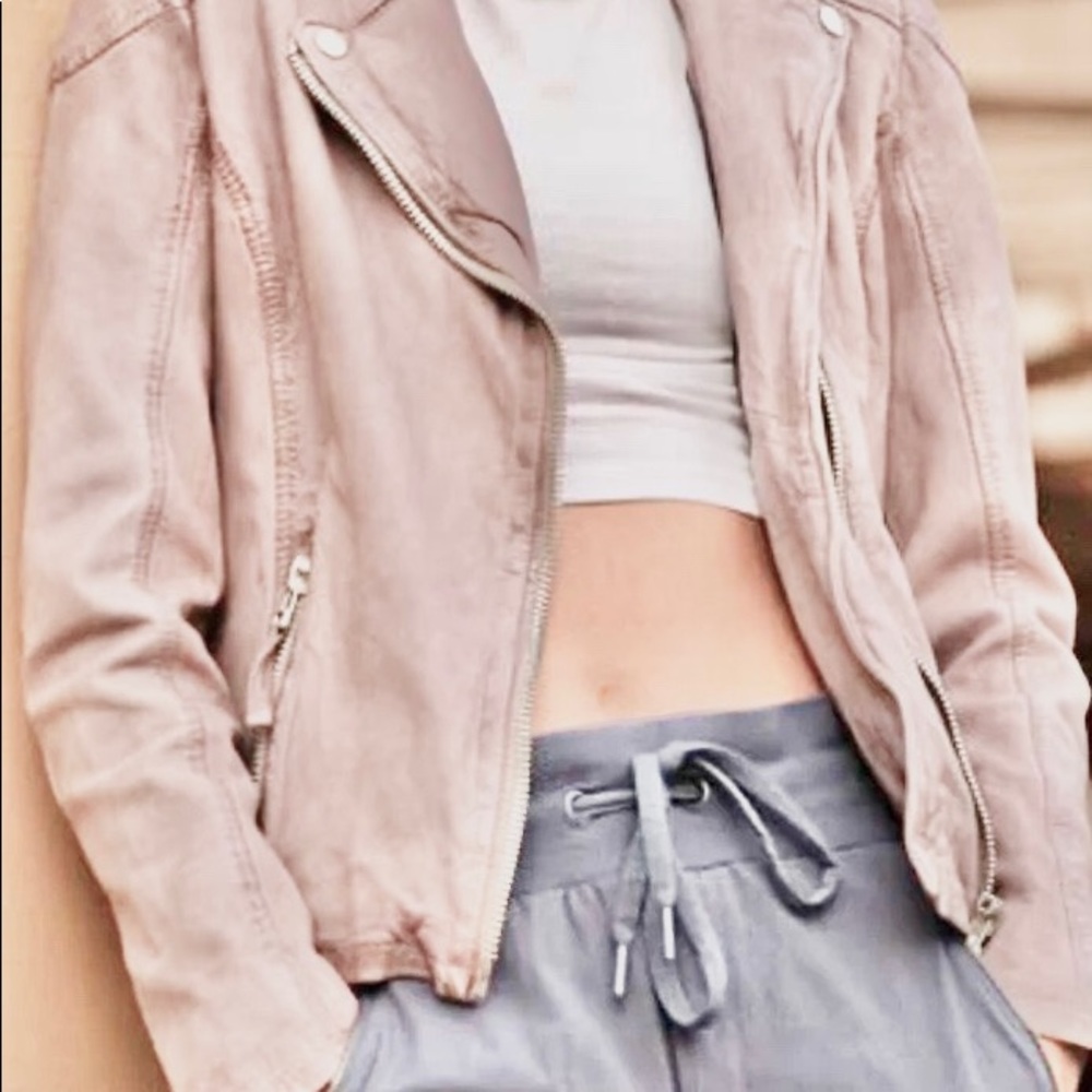 Mauritius Sofia Moto Leather Jacket in Dusty Rose XS/4